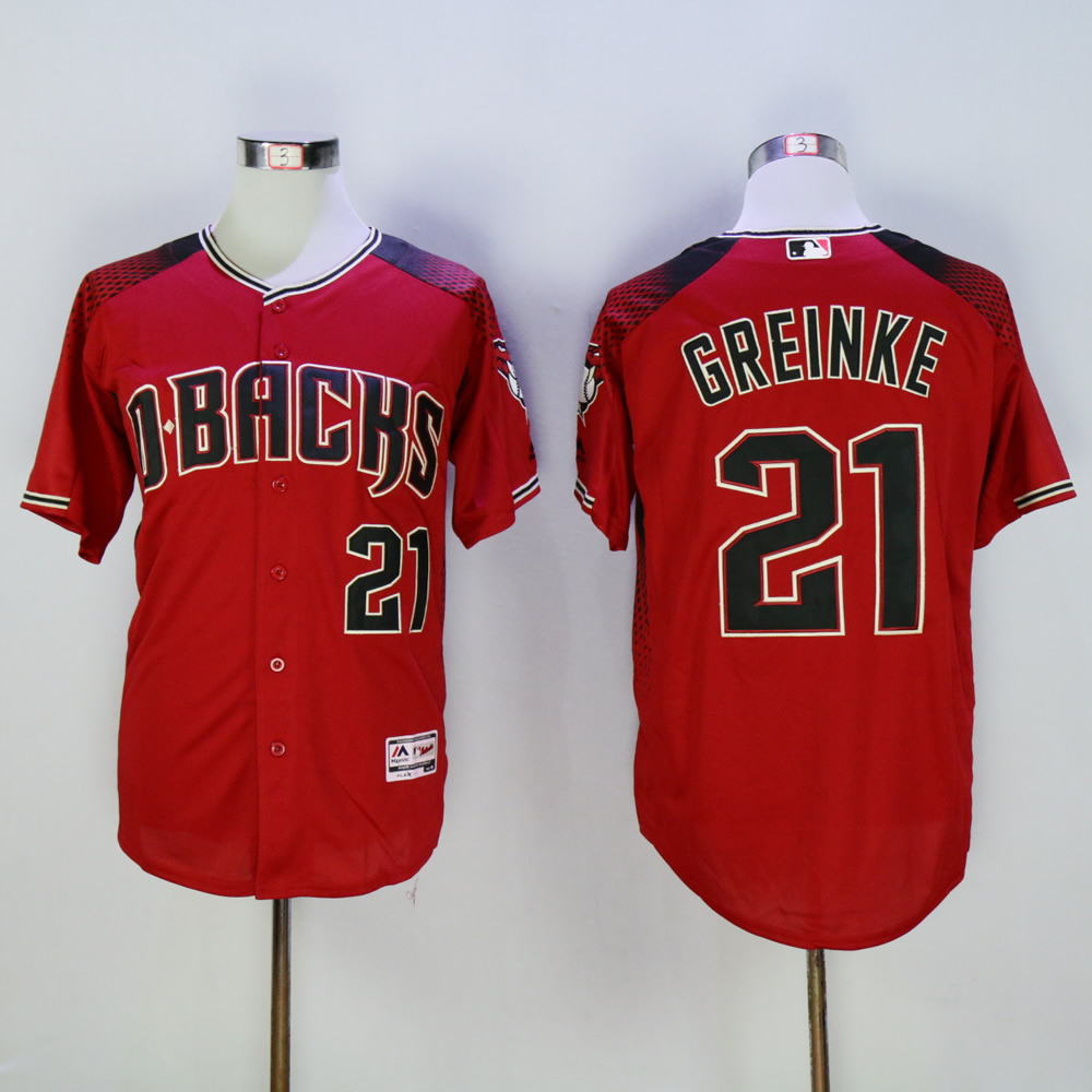 Men Arizona Diamondback 21 Greinke Red MLB Jerseys